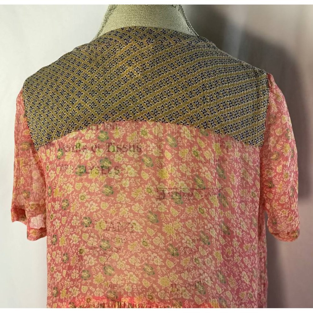 Anthropologie Pink Boho Sheer Flirty Mini Dress By Maeve Size 4 - Picture 9 of 10